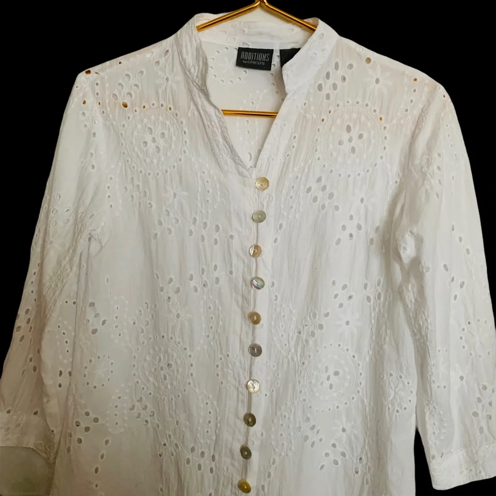 ADDITIONS by CHICO‘S White Eyelet Blouse - Picture 2 of 10